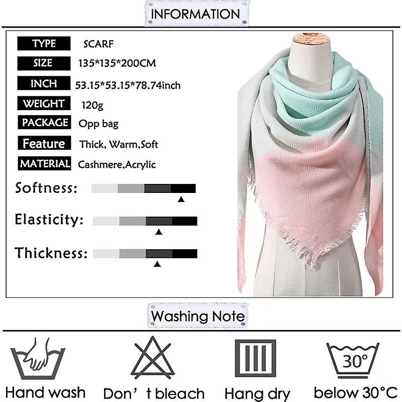 2022 Bufanda de cachemira para mujeres Otoño Invierno Mantones Envolturas Cuello Cálido Pañuelo Manta Triángel Pashmina Bandana 