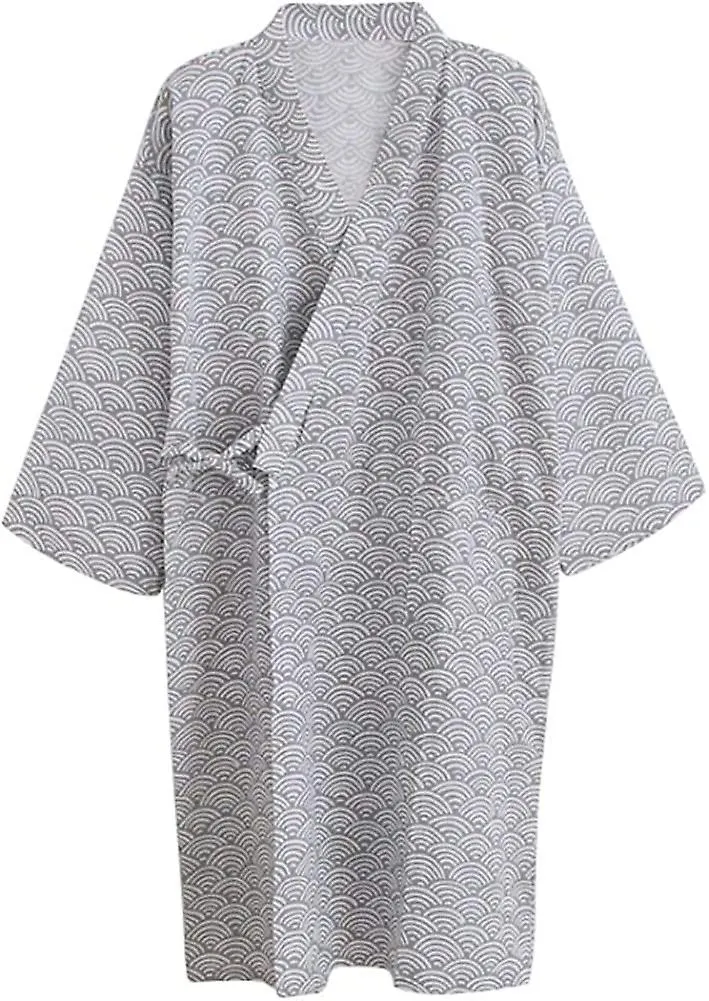 Algodón Kimono Bata Wrap Albornoz Bata Pijama Yukata Nightdress Loose Comfy Sleepwear