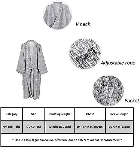Algodón Kimono Bata Wrap Albornoz Bata Pijama Yukata Nightdress Loose Comfy Sleepwear