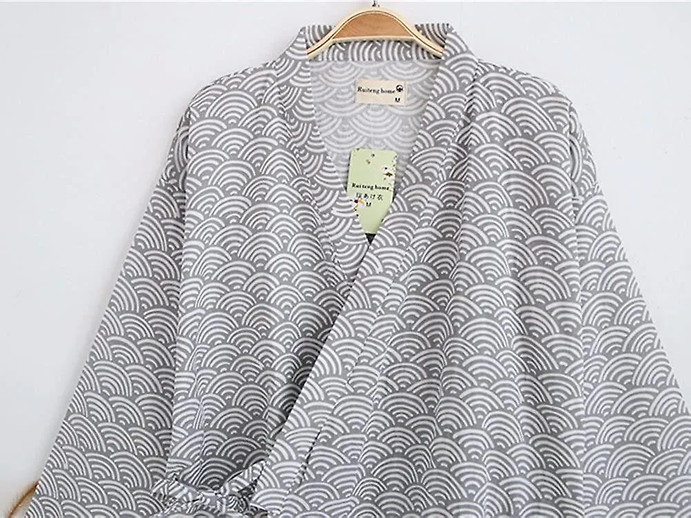 Algodón Kimono Bata Wrap Albornoz Bata Pijama Yukata Nightdress Loose Comfy Sleepwear