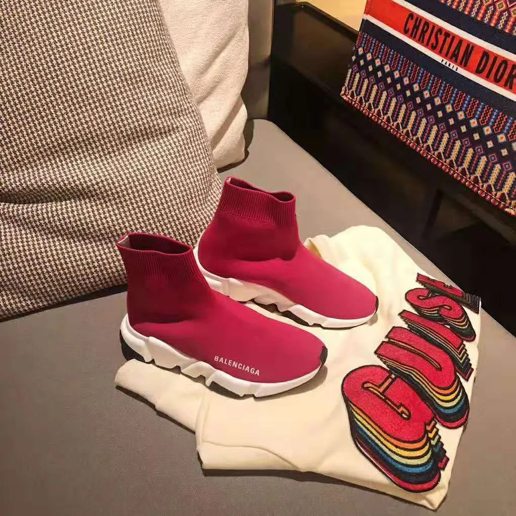 BALENCIAGA ZAPATILLAS SPEED ​​MUJER DE PUNTO Y LOGO BALENCIAGAROSA