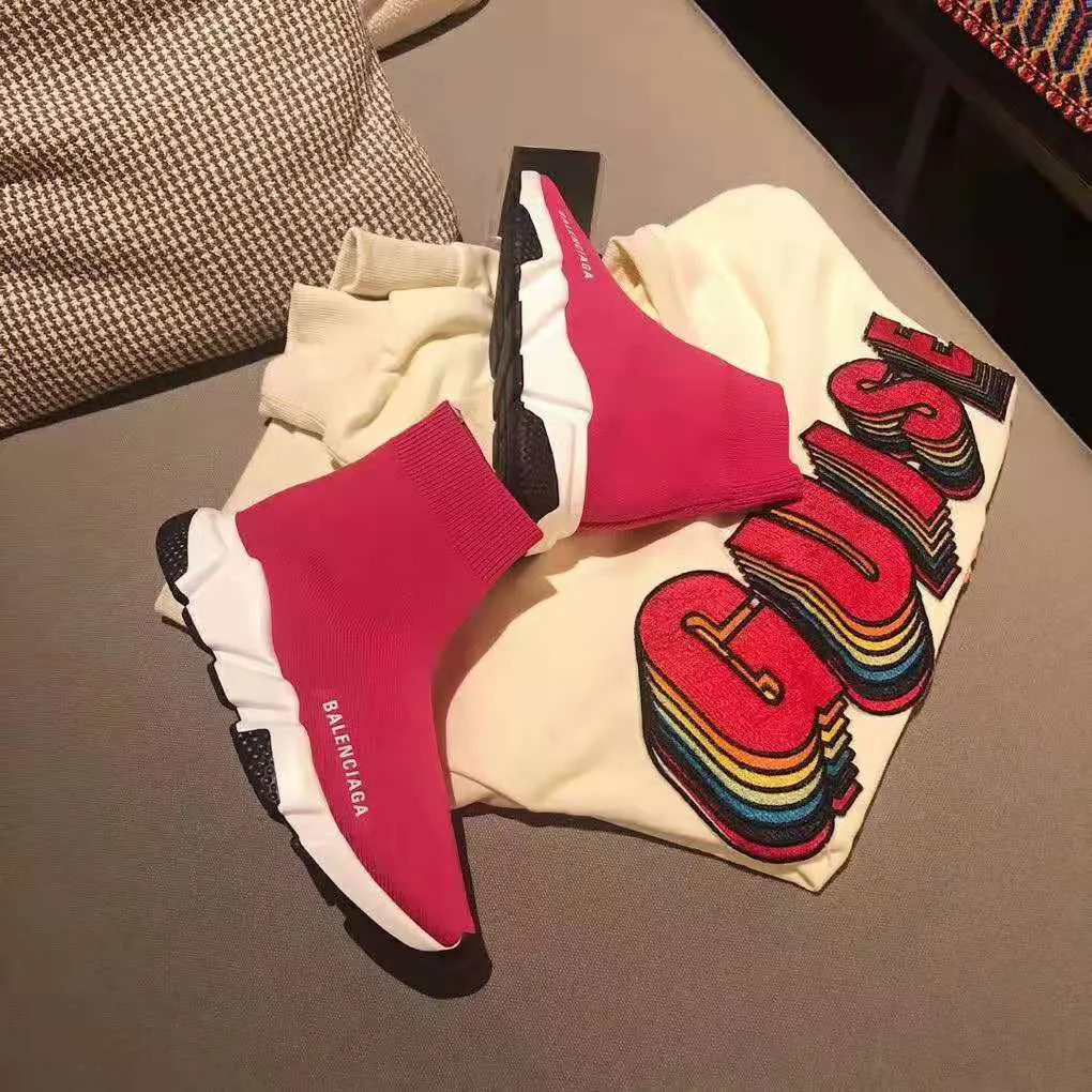 BALENCIAGA ZAPATILLAS SPEED ​​MUJER DE PUNTO Y LOGO BALENCIAGAROSA