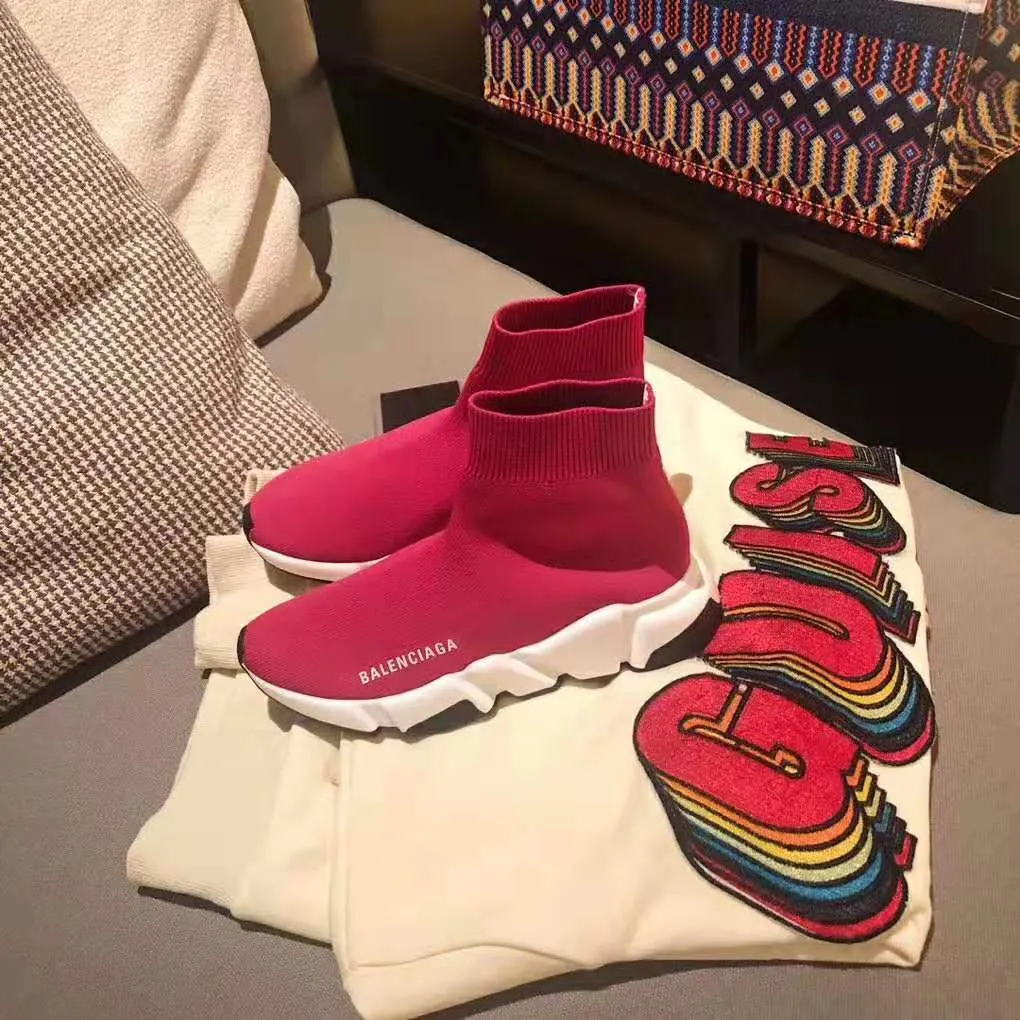 BALENCIAGA ZAPATILLAS SPEED ​​MUJER DE PUNTO Y LOGO BALENCIAGAROSA
