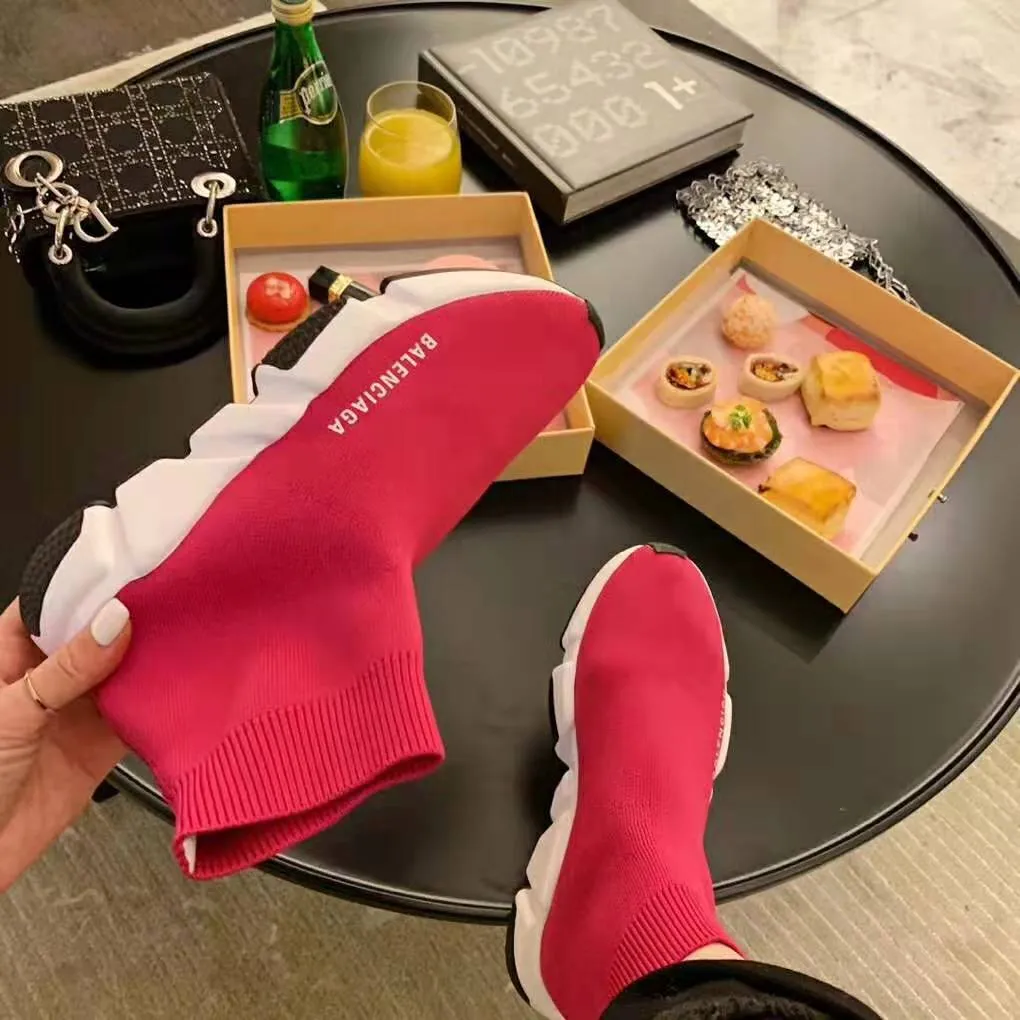BALENCIAGA ZAPATILLAS SPEED ​​MUJER DE PUNTO Y LOGO BALENCIAGAROSA
