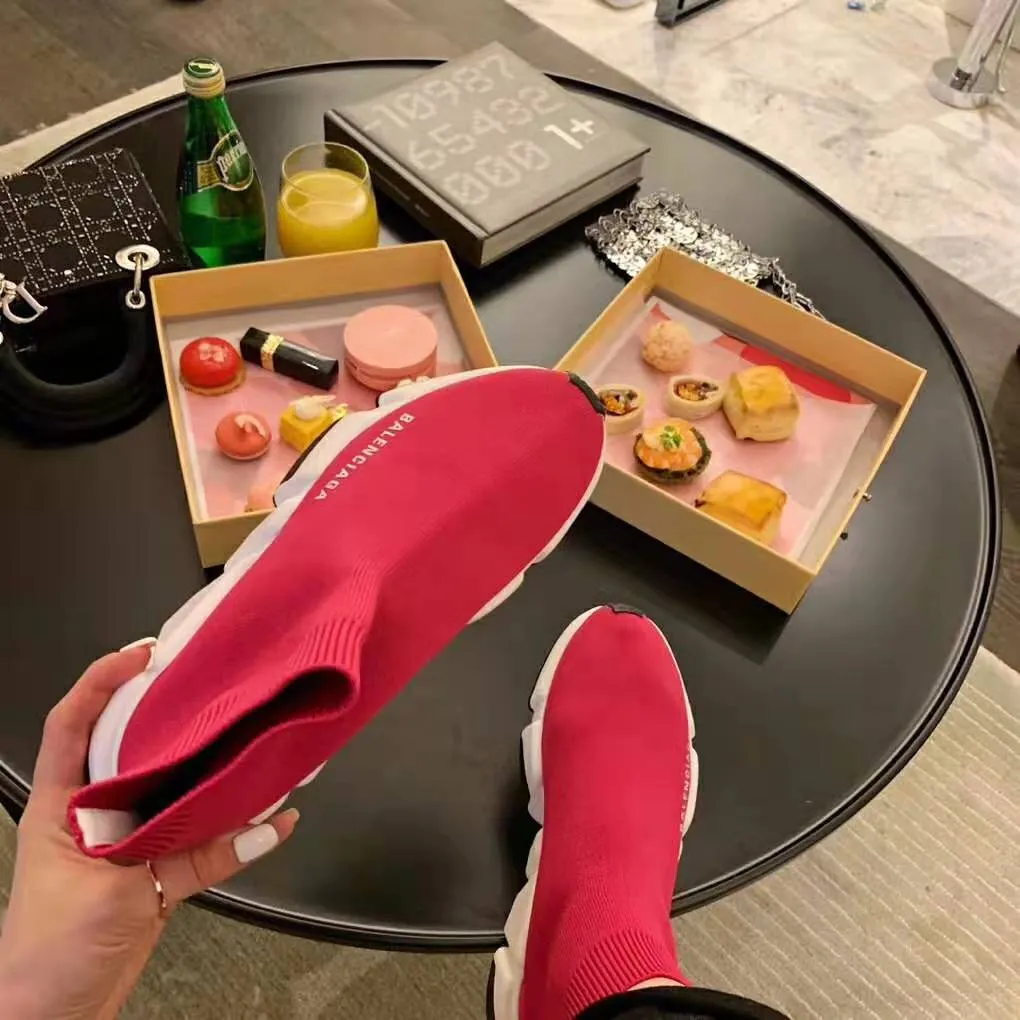 BALENCIAGA ZAPATILLAS SPEED ​​MUJER DE PUNTO Y LOGO BALENCIAGAROSA