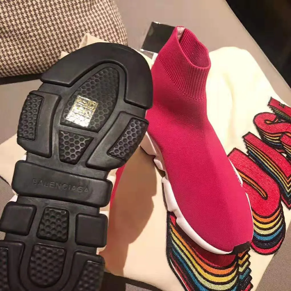 BALENCIAGA ZAPATILLAS SPEED ​​MUJER DE PUNTO Y LOGO BALENCIAGAROSA