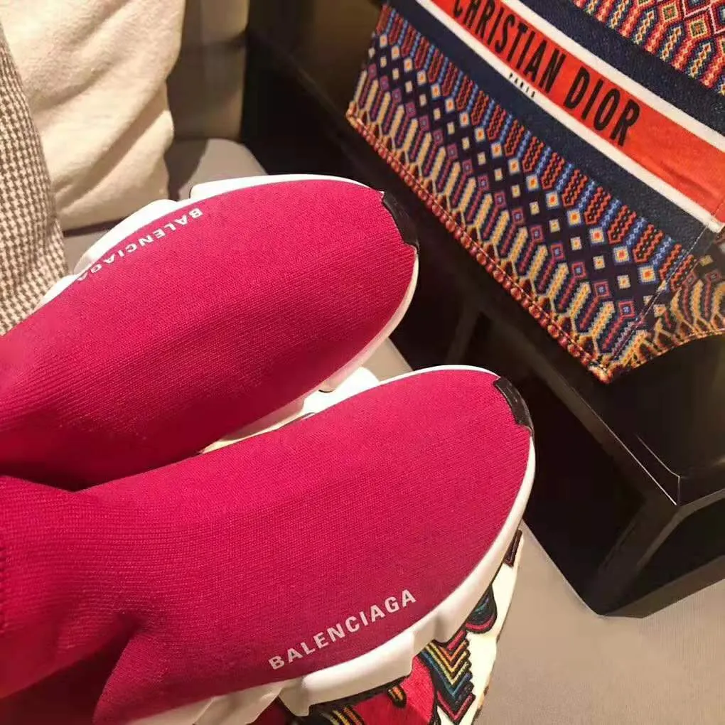 BALENCIAGA ZAPATILLAS SPEED ​​MUJER DE PUNTO Y LOGO BALENCIAGAROSA