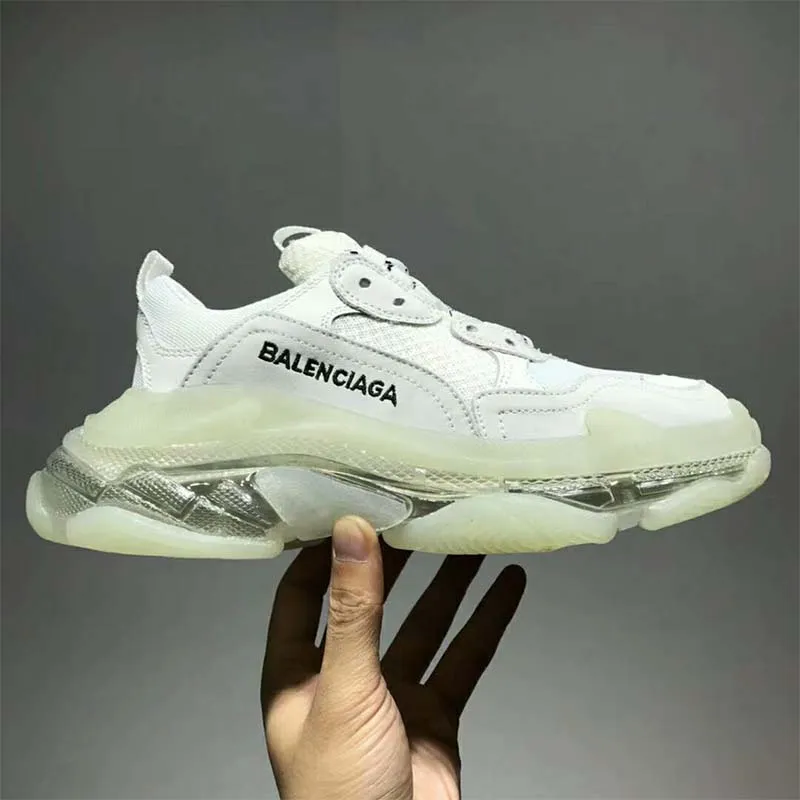BALENCIAGA ZAPATOS UNISEX ZAPATILLAS DE DEPORTE CON SUELA TRANSPARENTE TRIPLE SBLANCO