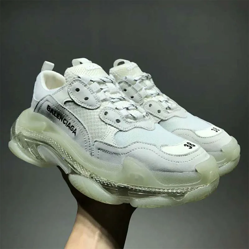 BALENCIAGA ZAPATOS UNISEX ZAPATILLAS DE DEPORTE CON SUELA TRANSPARENTE TRIPLE SBLANCO