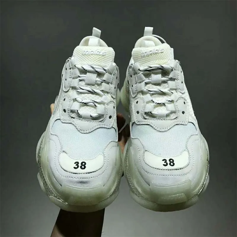 BALENCIAGA ZAPATOS UNISEX ZAPATILLAS DE DEPORTE CON SUELA TRANSPARENTE TRIPLE SBLANCO
