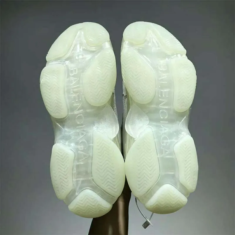 BALENCIAGA ZAPATOS UNISEX ZAPATILLAS DE DEPORTE CON SUELA TRANSPARENTE TRIPLE SBLANCO