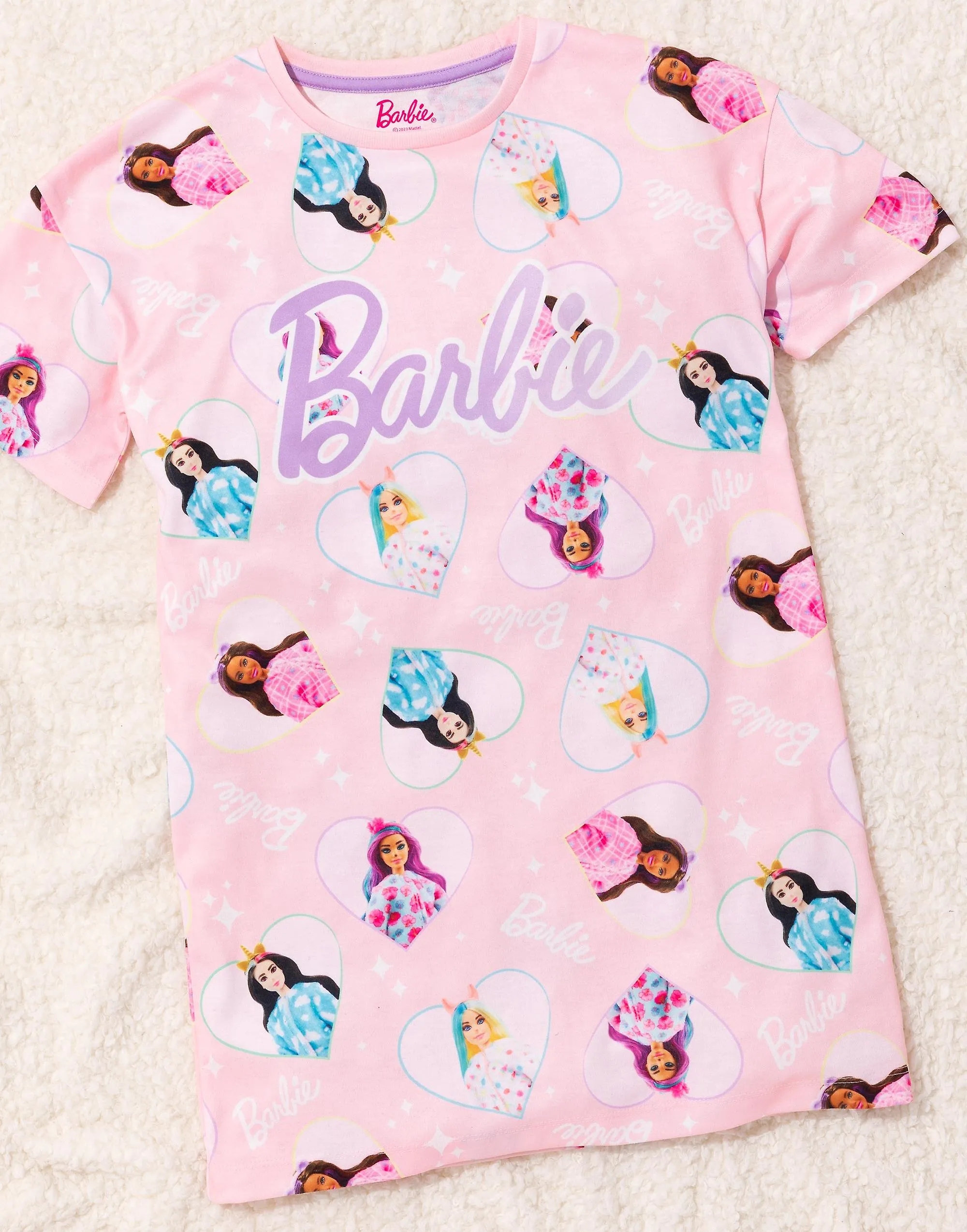 Barbie Girls Short Sleeve Nightdress Pink