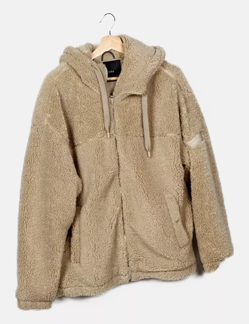 Bershka Abrigo borrego beige