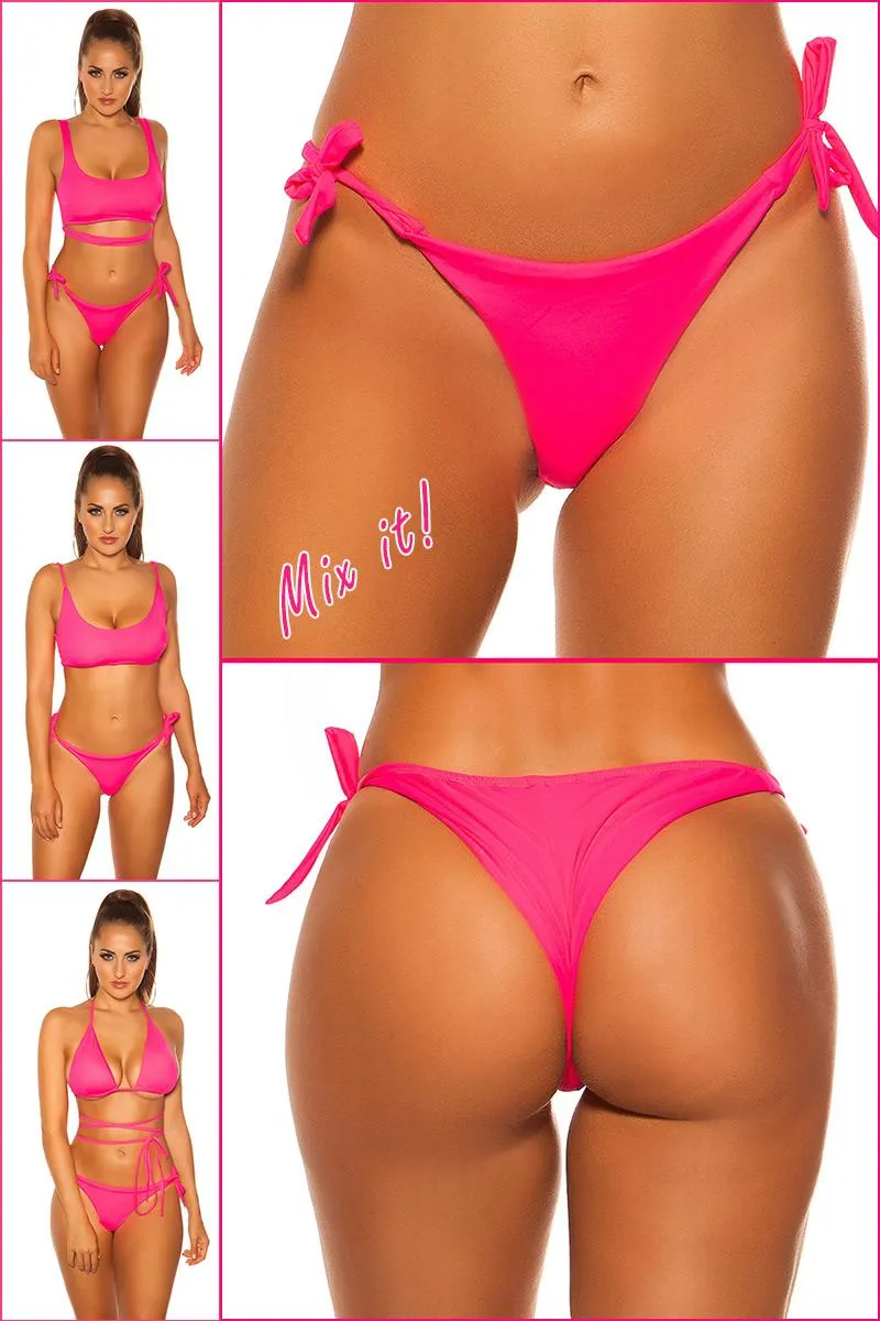 Bikini slip tanga rosa neón