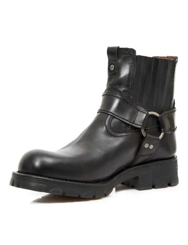 BLACK LEATHER BIKER ANKLE BOOTS BY NEWROCK