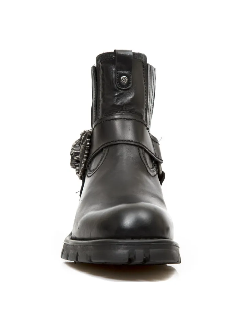 BLACK LEATHER BIKER ANKLE BOOTS BY NEWROCK