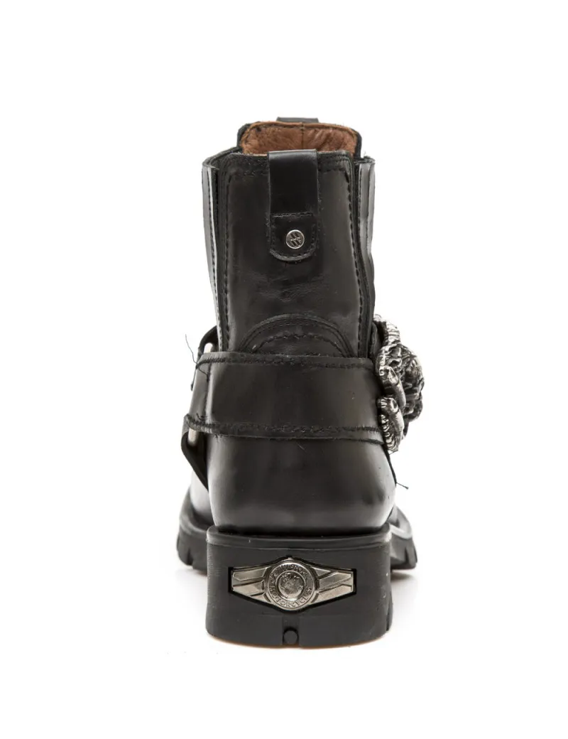 BLACK LEATHER BIKER ANKLE BOOTS BY NEWROCK