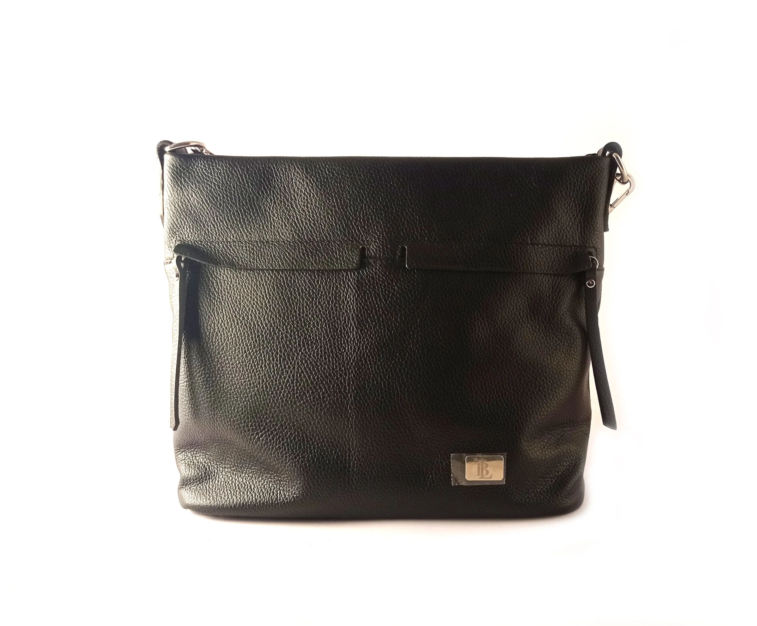 Bolso de hombro LB en piel legítima color negro