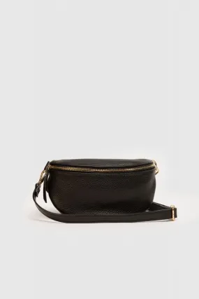 Bolso Riñonera de Piel Negro