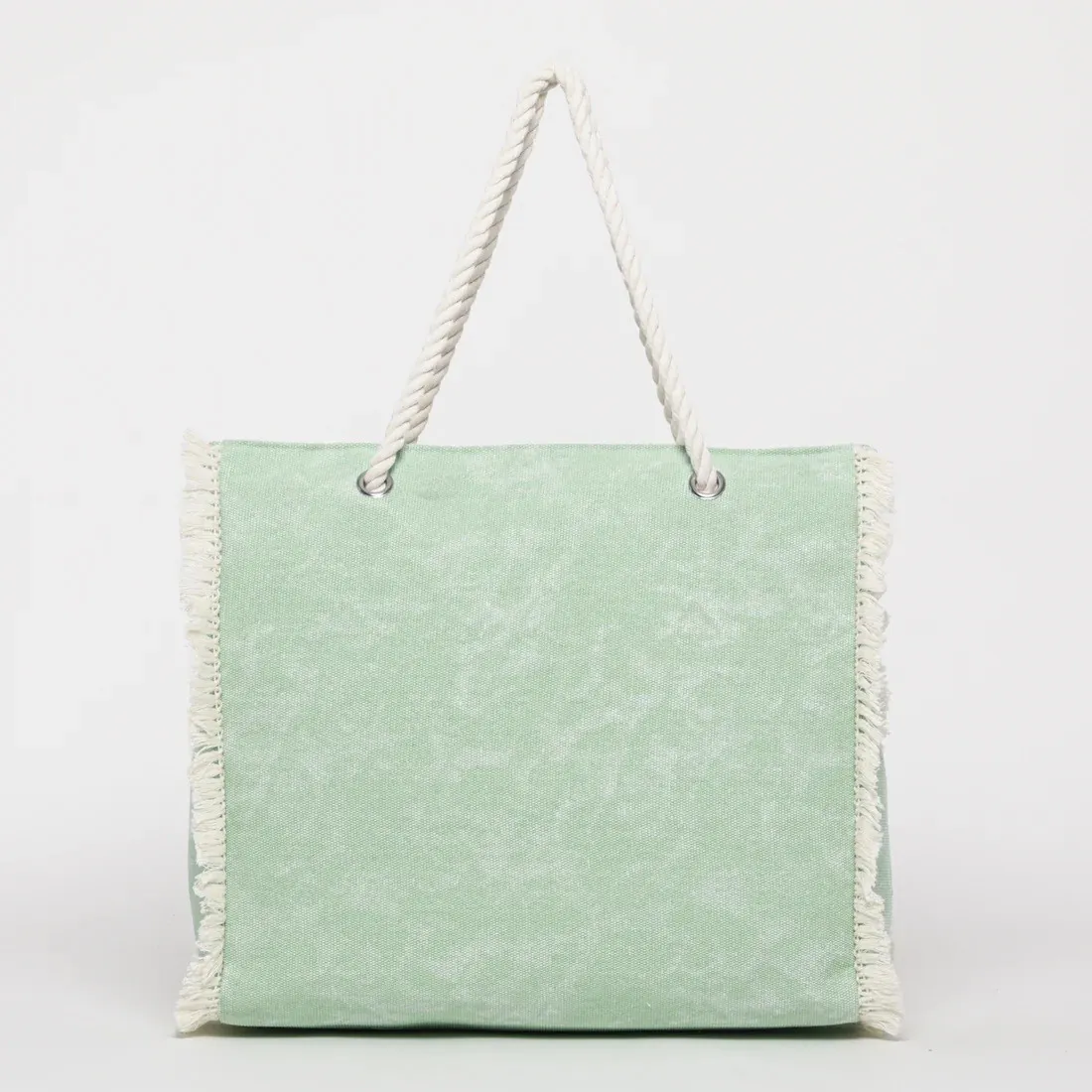 Bolso shopper flecos turquesa