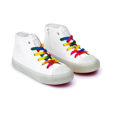 Bota conguitos niña lona cordones con luz