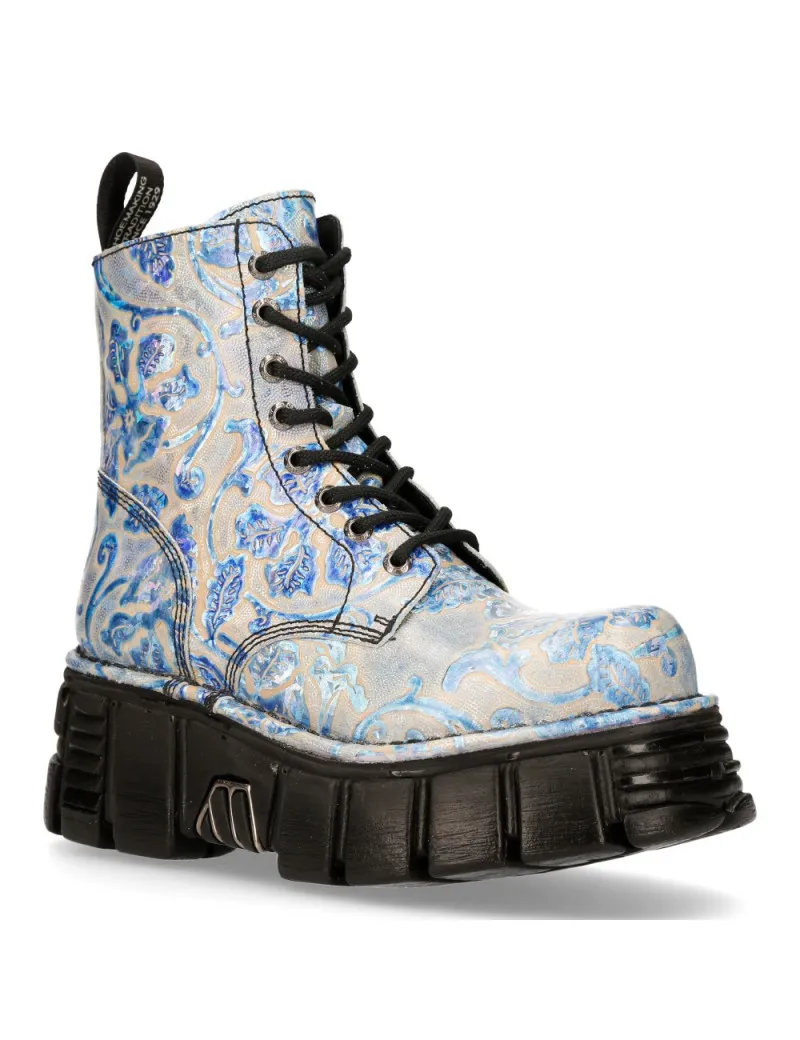 BOTAS MILITARES DE MODA HOLO AZUL FLORAL DE NEWROCK