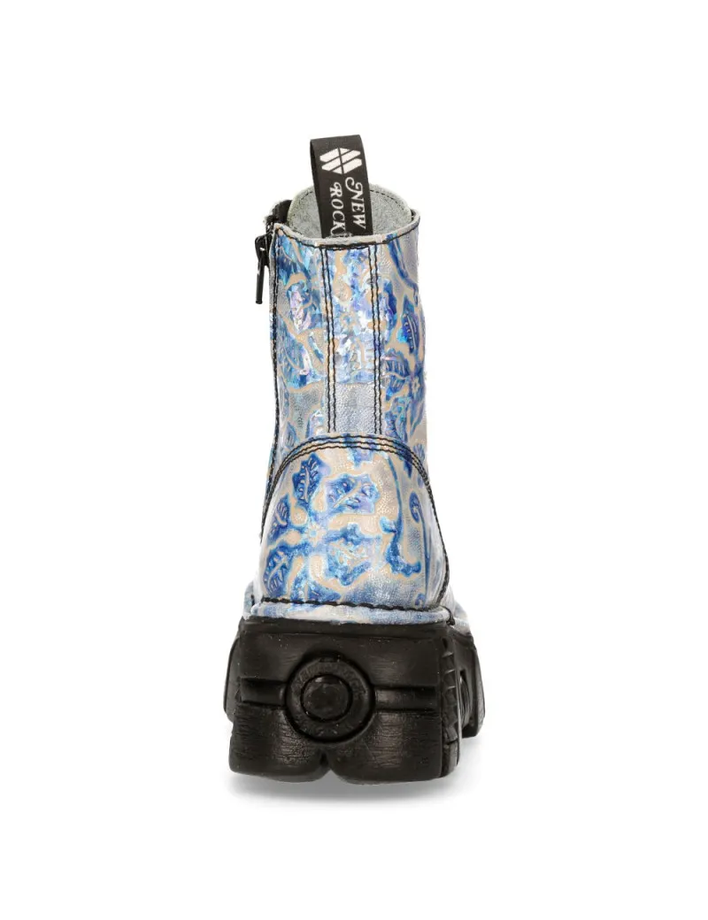 BOTAS MILITARES DE MODA HOLO AZUL FLORAL DE NEWROCK
