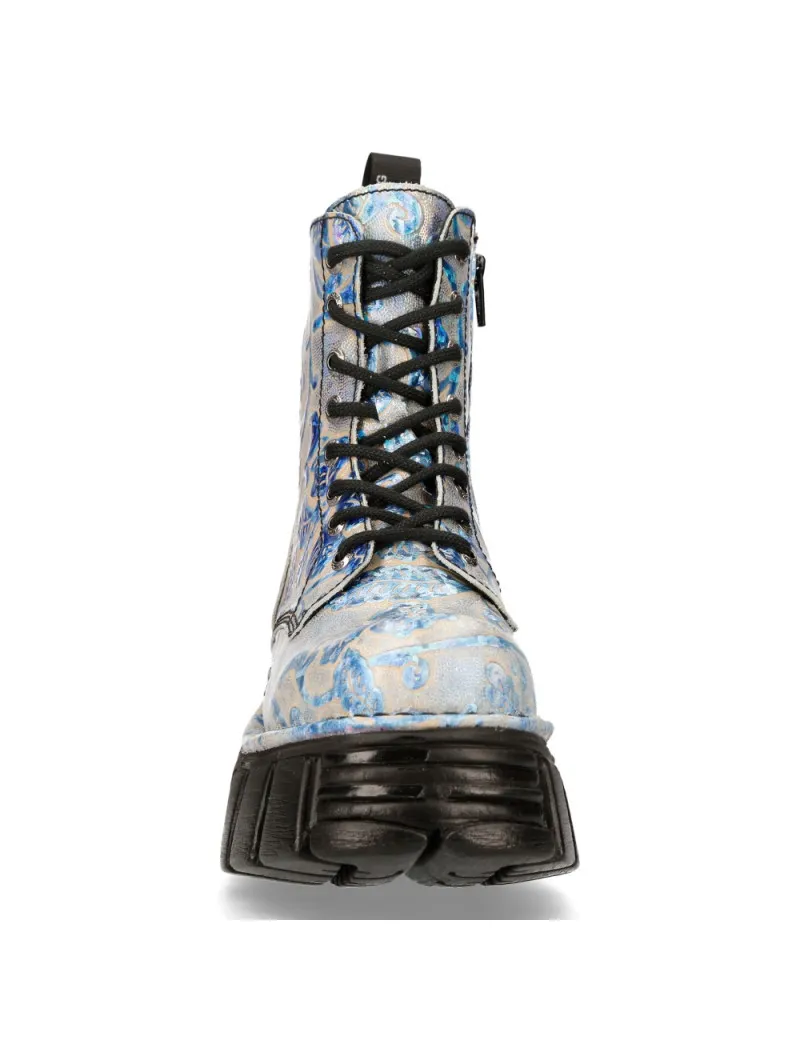 BOTAS MILITARES DE MODA HOLO AZUL FLORAL DE NEWROCK