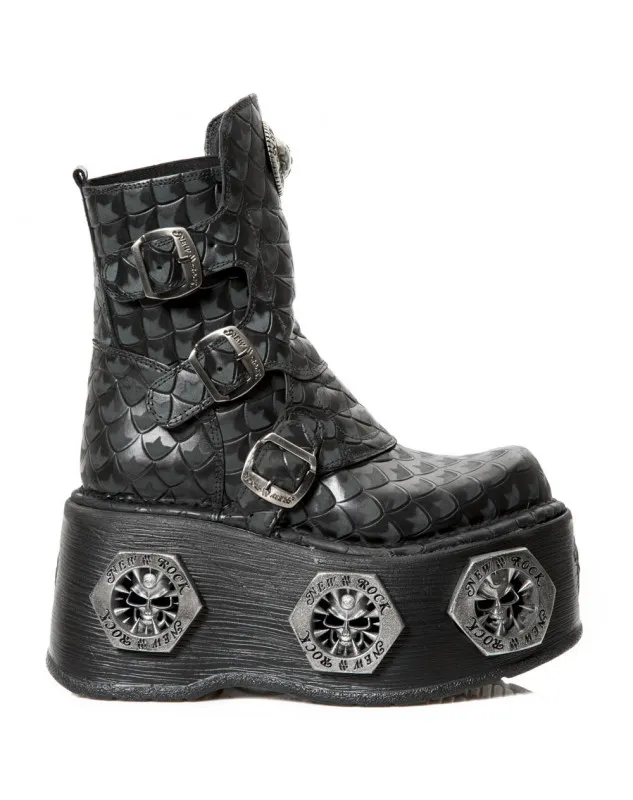 BOTAS NEGRAS DE NEWROCK DE CUERO CON TACON Y PLATAFORMA