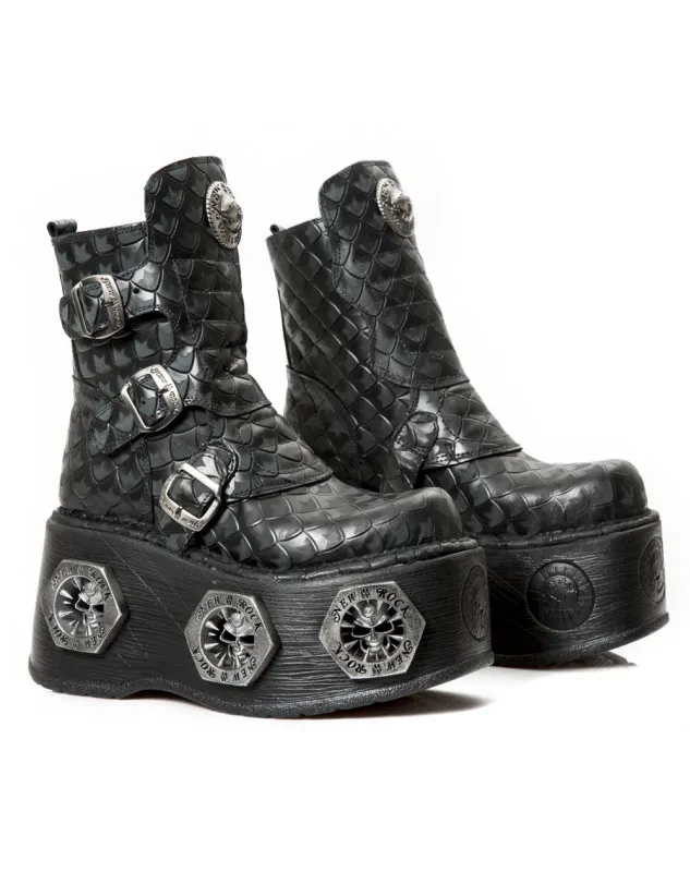 BOTAS NEGRAS DE NEWROCK DE CUERO CON TACON Y PLATAFORMA
