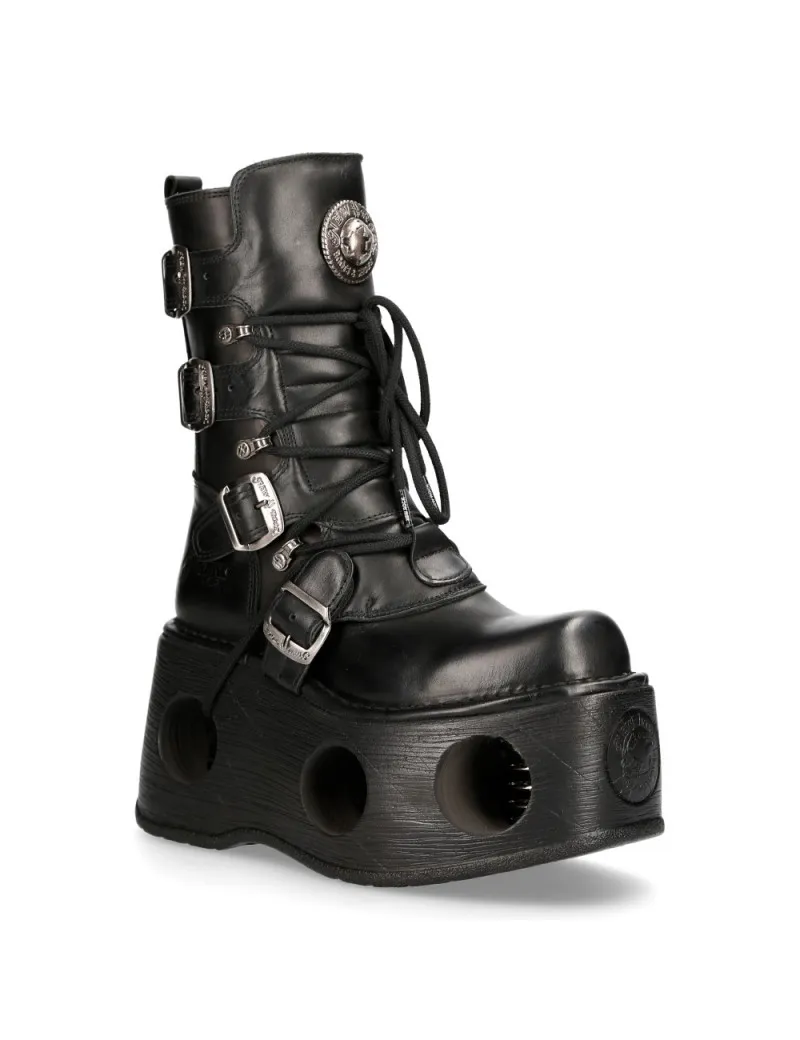 BOTAS NEWROCK DE PIEL NEGRAS PLATAFORMAS ALTAS