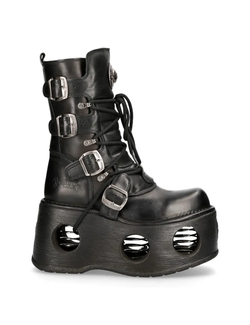 BOTAS NEWROCK DE PIEL NEGRAS PLATAFORMAS ALTAS