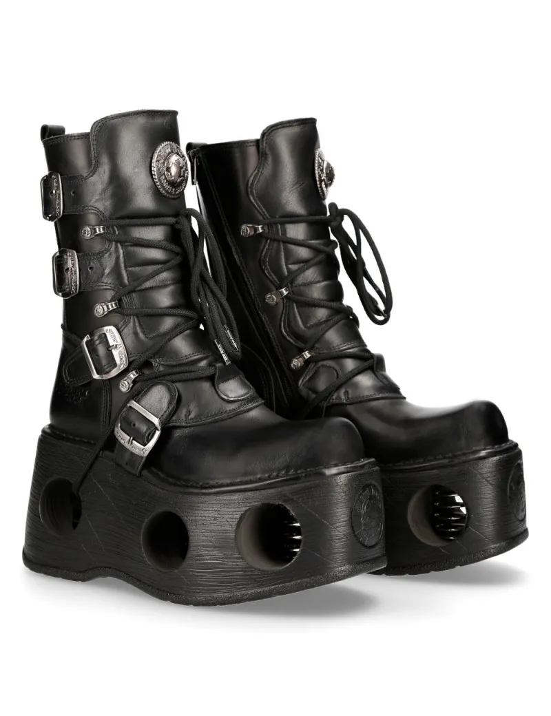 BOTAS NEWROCK DE PIEL NEGRAS PLATAFORMAS ALTAS