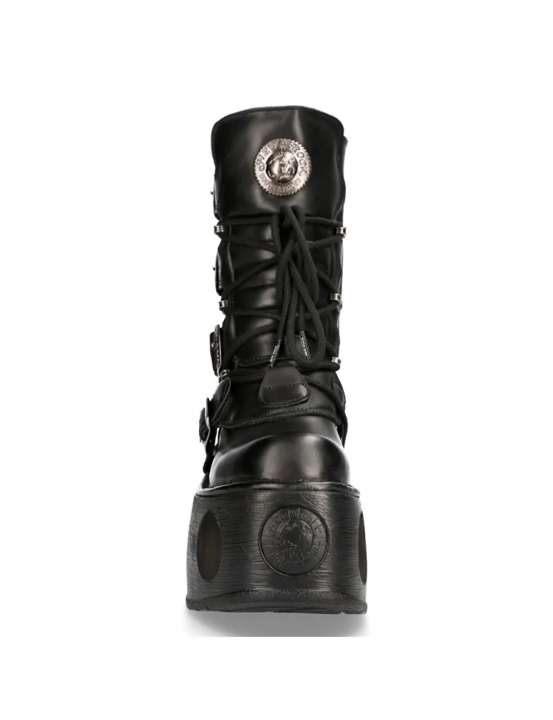 BOTAS NEWROCK DE PIEL NEGRAS PLATAFORMAS ALTAS