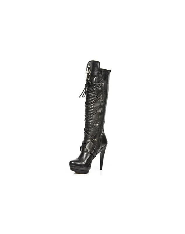 BOTAS PUNK DE NEWROCK HASTA LAS RODILLAS NEGRA CON CRUCES