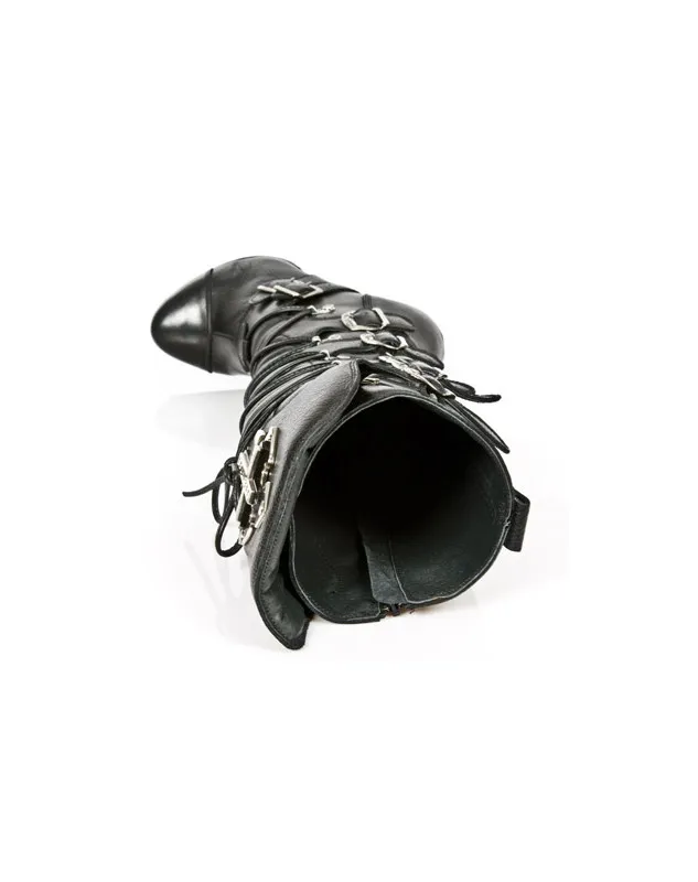 BOTAS PUNK DE NEWROCK HASTA LAS RODILLAS NEGRA CON CRUCES