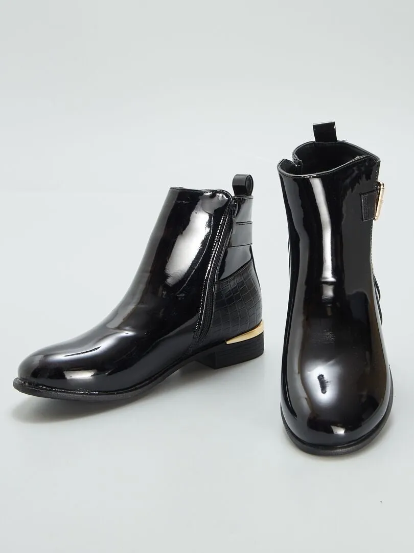 BOTINES DE CHAROL  NEGRO