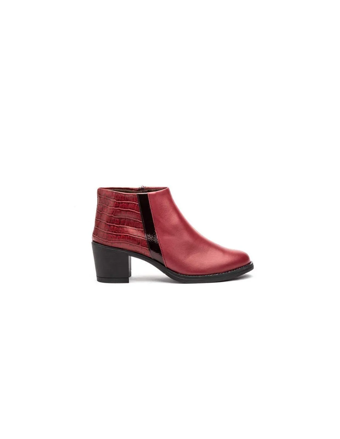 Botines Tacón Piel Burdeos