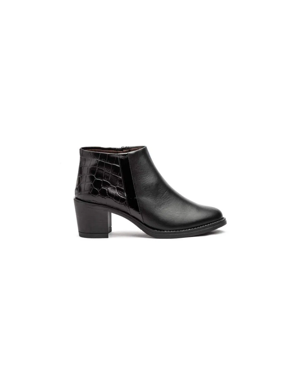 Botines Tacón Piel Negros