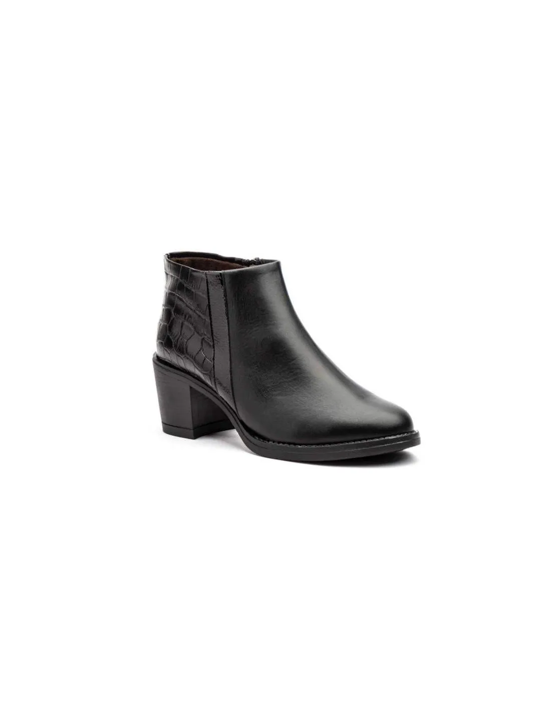 Botines Tacón Piel Negros