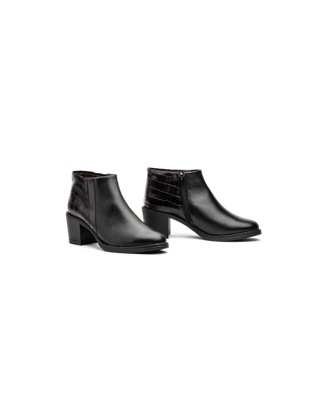 Botines Tacón Piel Negros