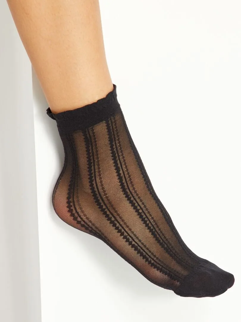 CALCETINES CORTOS DE REJILLA 'DIM'  NEGRO