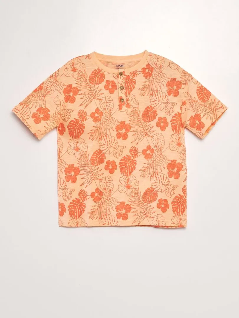 CAMISETA CON CUELLO PANADERO  NARANJA
