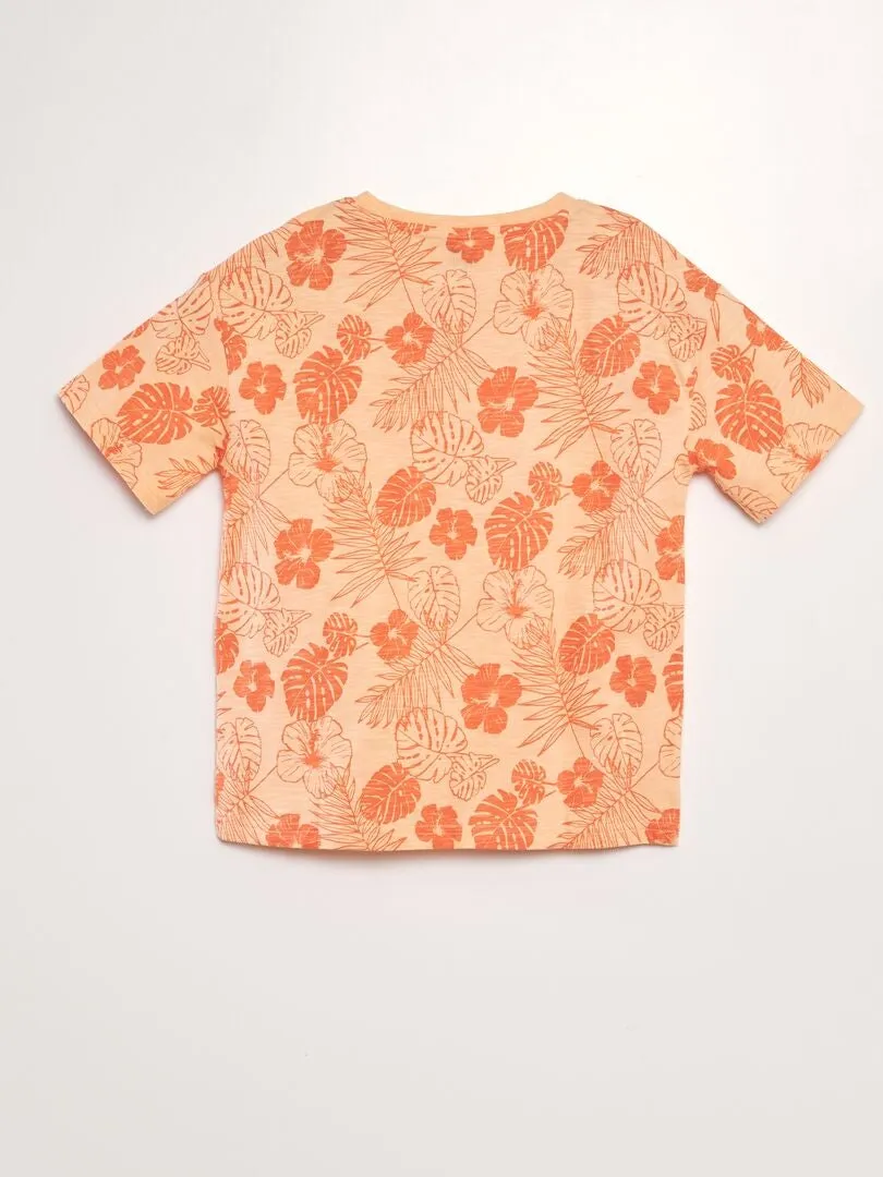 CAMISETA CON CUELLO PANADERO  NARANJA