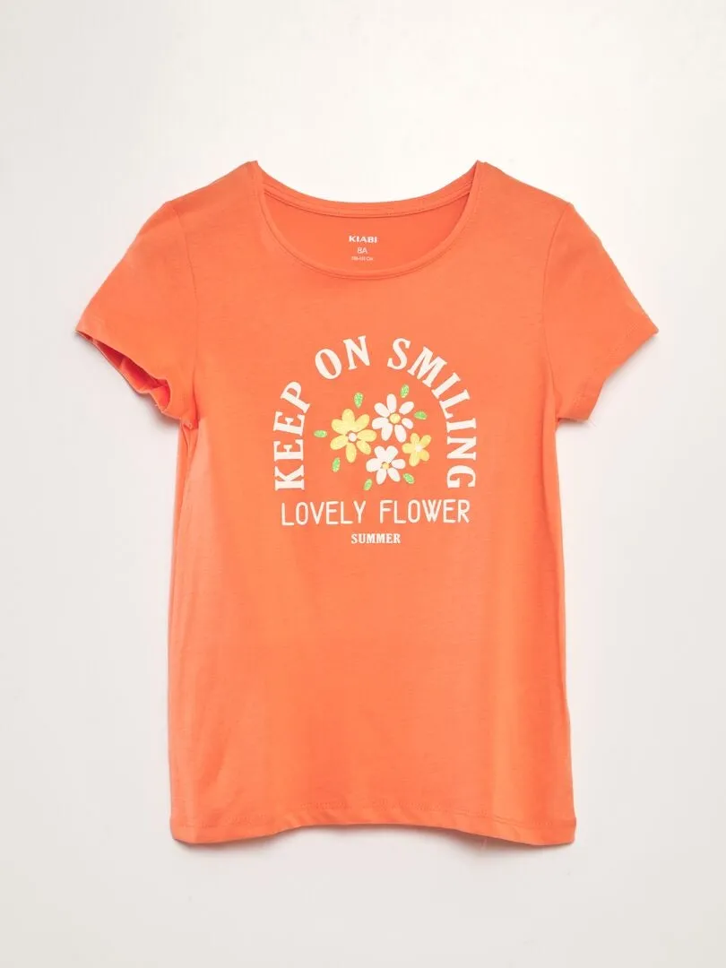 CAMISETA CON INSCRIPCIóN  NARANJA