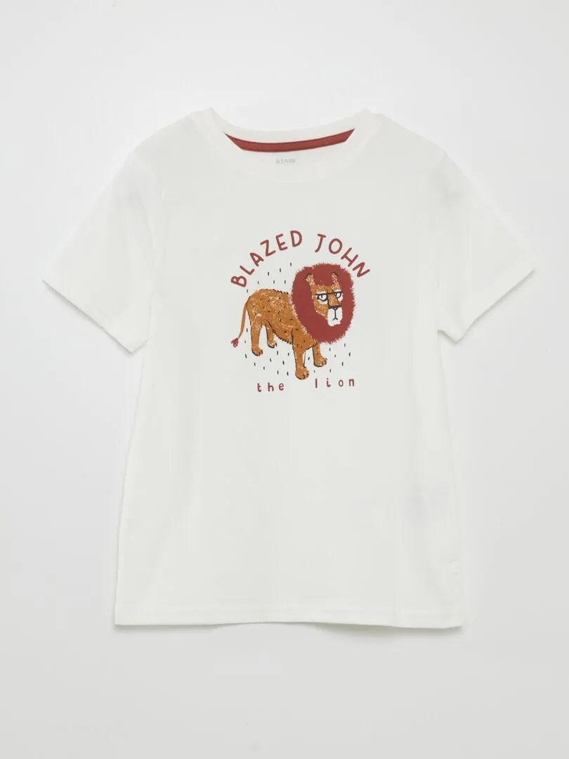 CAMISETA ESTAMPADA CON CUELLO REDONDO  BLANCO