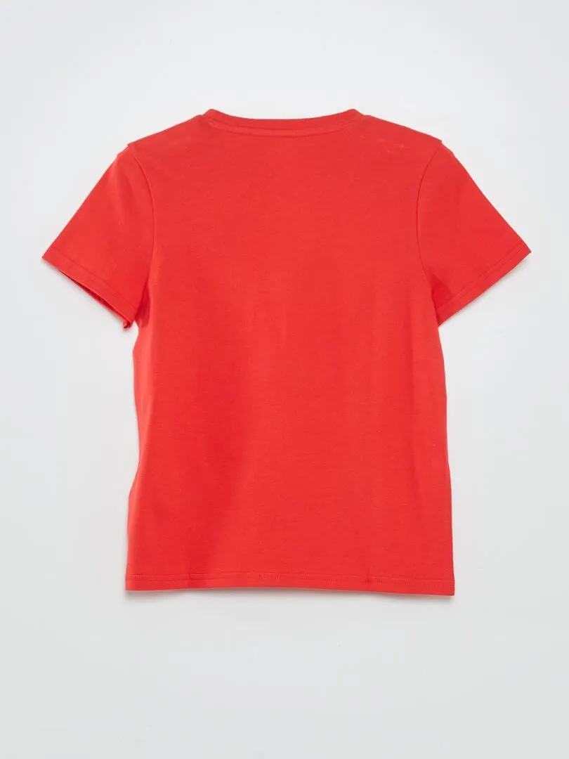 CAMISETA ESTAMPADA CON CUELLO REDONDO  ROJO