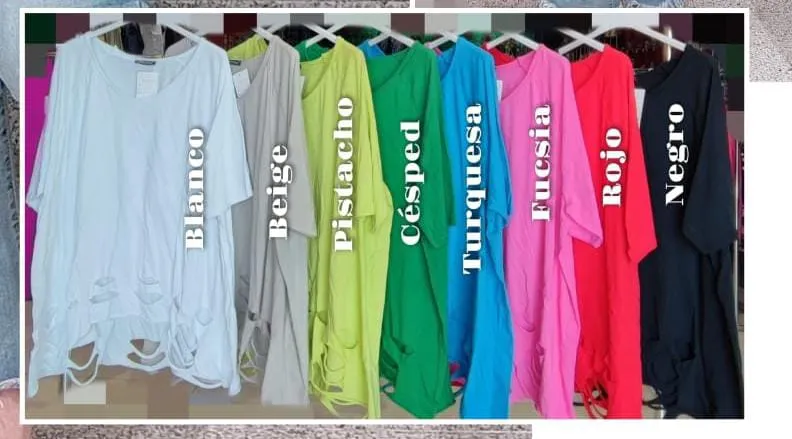 Camiseta Lisa rotos Mujer Talla Grande