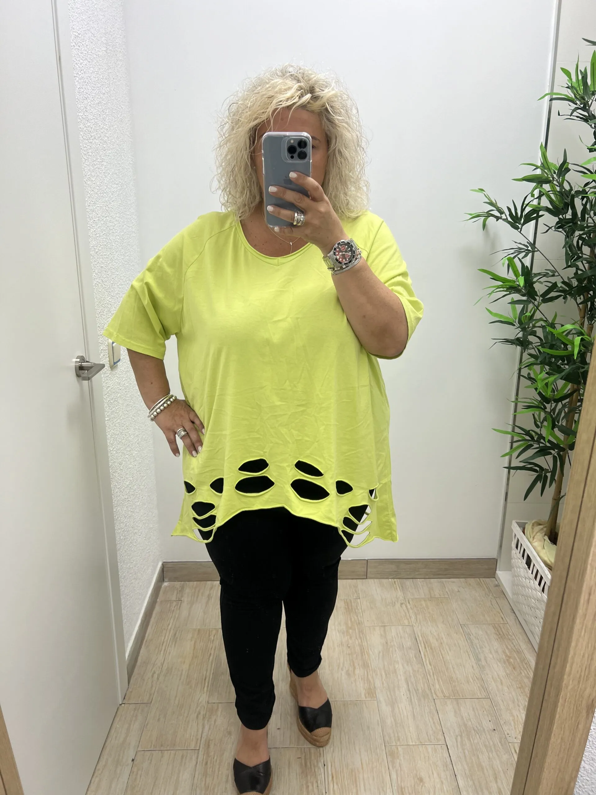 Camiseta Lisa rotos Mujer Talla Grande