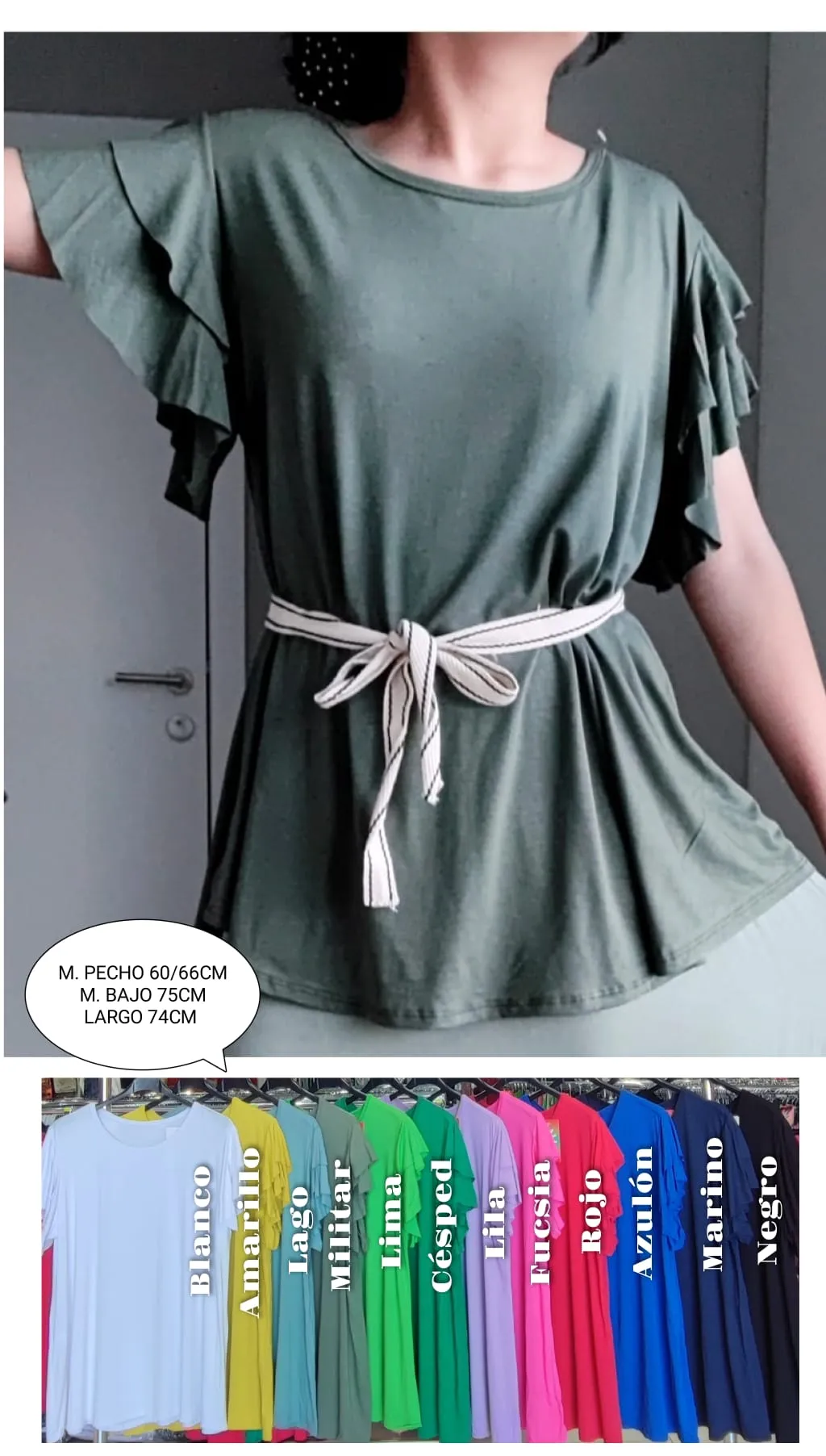 Camiseta Volantes Mujer Talla Grande